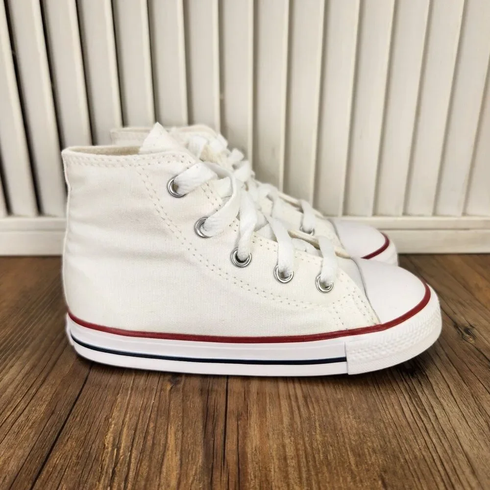 Converse Chuck Taylor All Star Hi Infant Size 9 Optical White Canvas Shoes 7J25